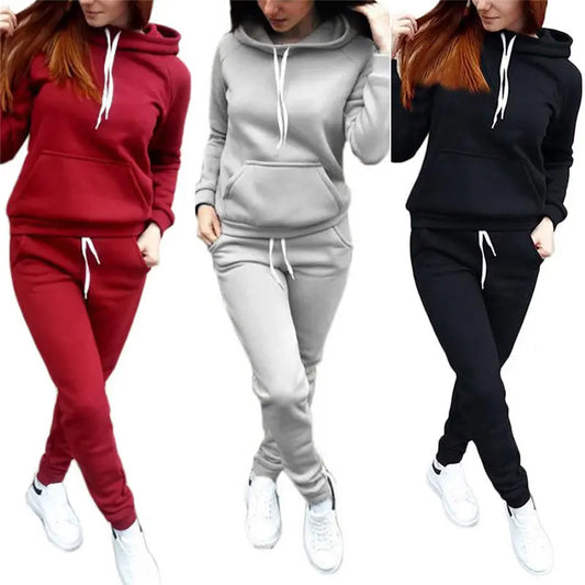 Solid Women Tracksuit  2PCS Autumn Winter Clothes