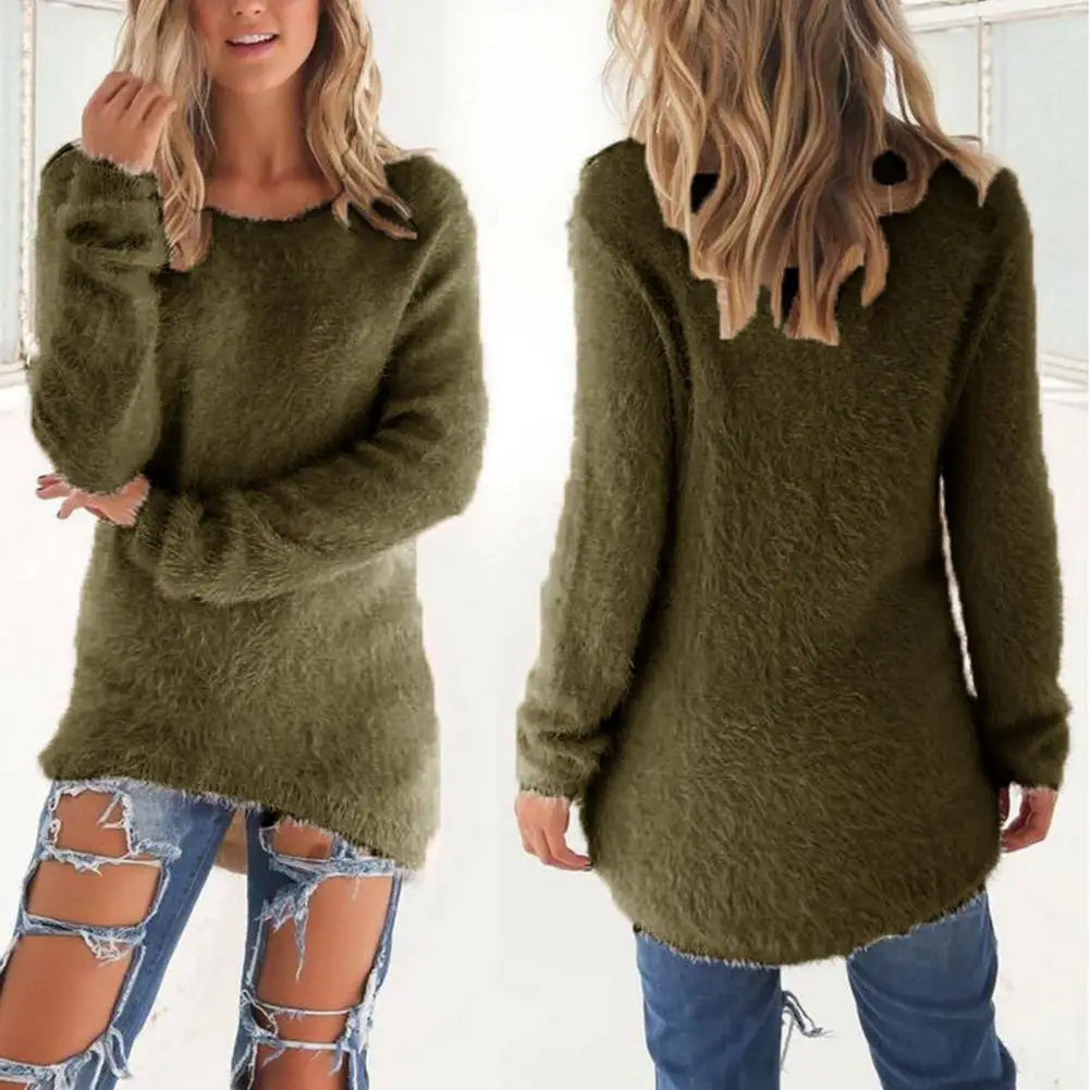 Women Plush Casual Loose Long Sleeve Warm Sweaters